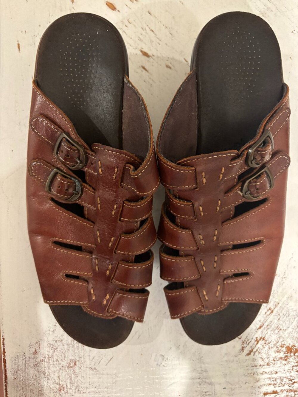 SAS Tripad Comfort Brown Leather Fisherman Slide Sandals Shoes Women's 9.5